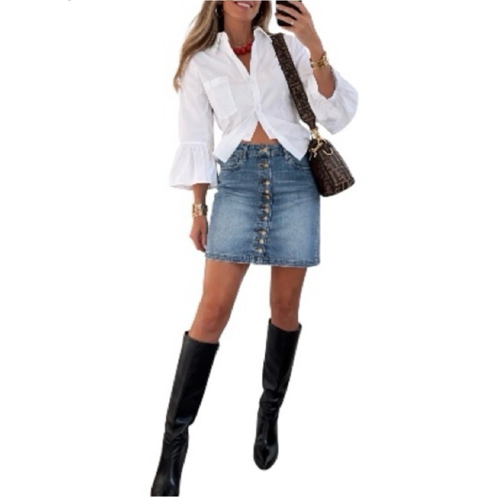 Kut from the Kloth Button-Front Mini Skirt